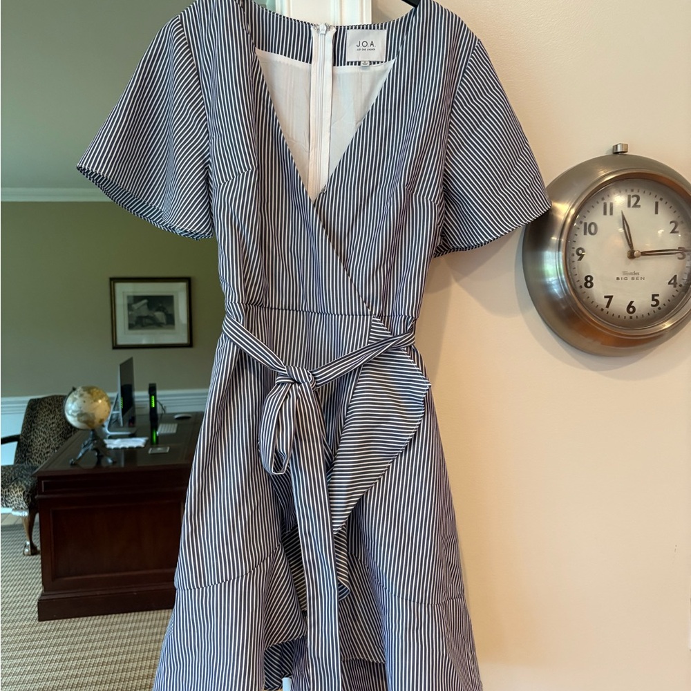 J.O.A. Navy Striped High Low Dress